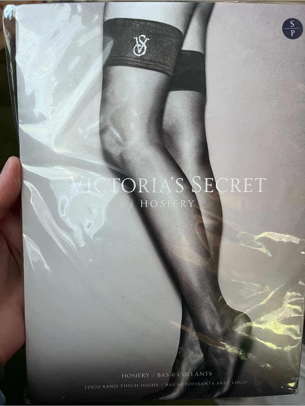 Victoria's Secret blue Sheer Thigh Highs with Logo Band